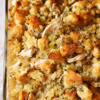 Rotisserie Chicken Stuffing Casserole