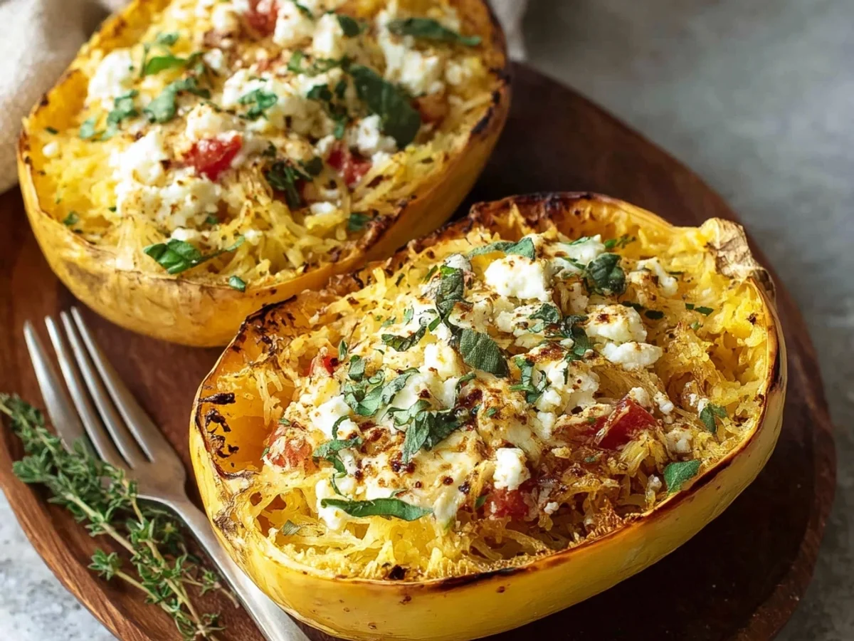 Rustic Baked Feta Spaghetti Squash Dinner - Featured Image
