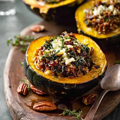 Rustic Beef Sausage Stuffed Acorn Squash: A Hearty Dinner