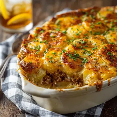 Rustic Cheesy Hamburger Potato Casserole