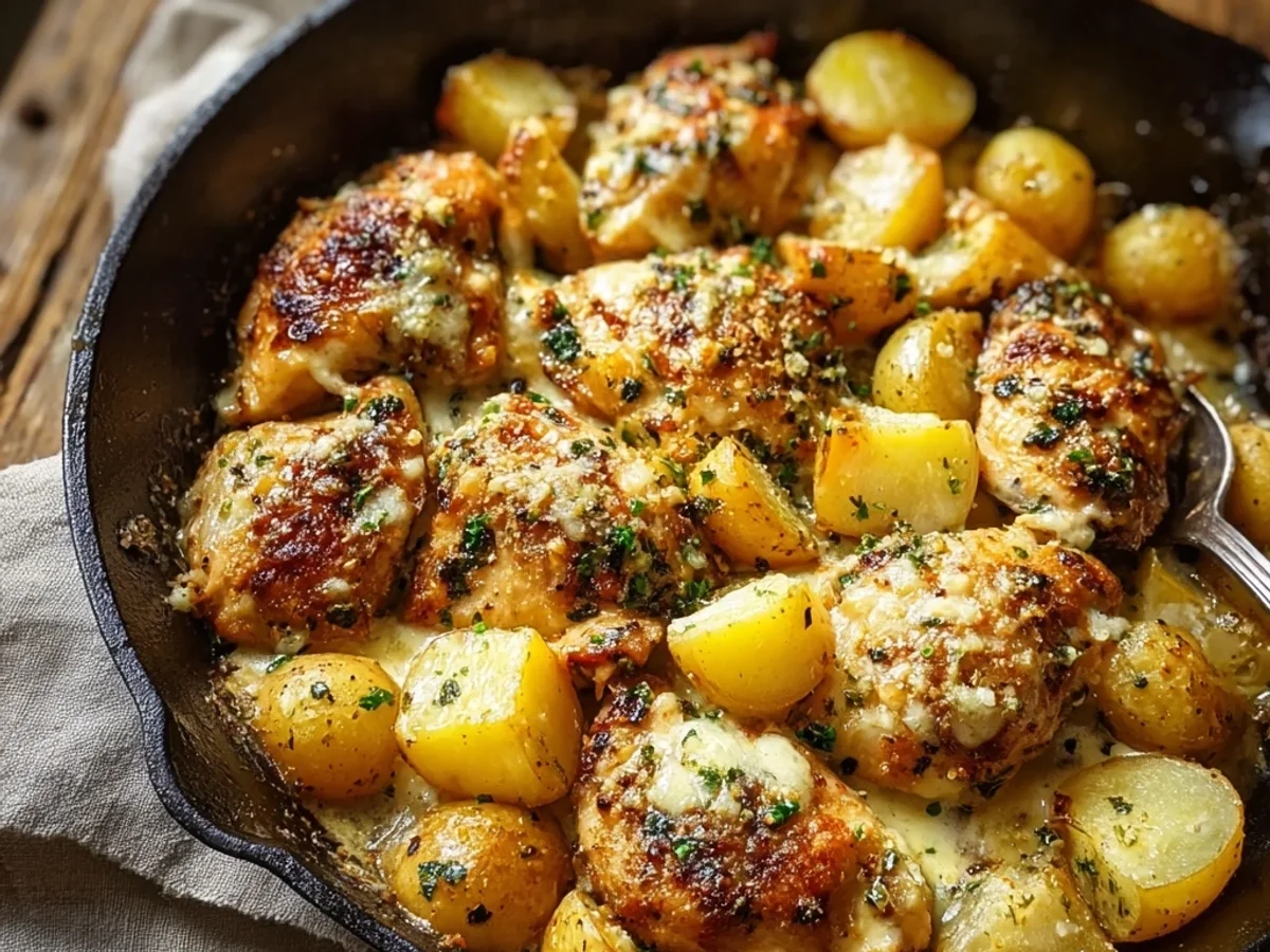 Rustic Garlic Parmesan Chicken and Potatoes Skillet - Featured Image