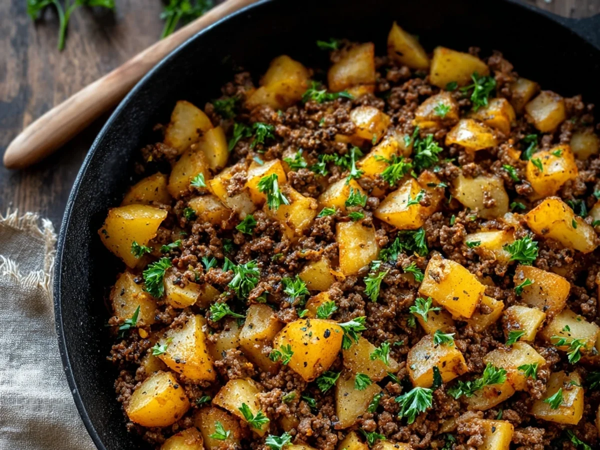Rustic Ground Beef and Potatoes Skillet for Easy Dinners - Featured Image