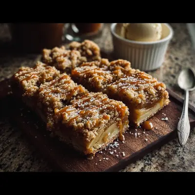 Rustic Salted Caramel Apple Crumble Bars