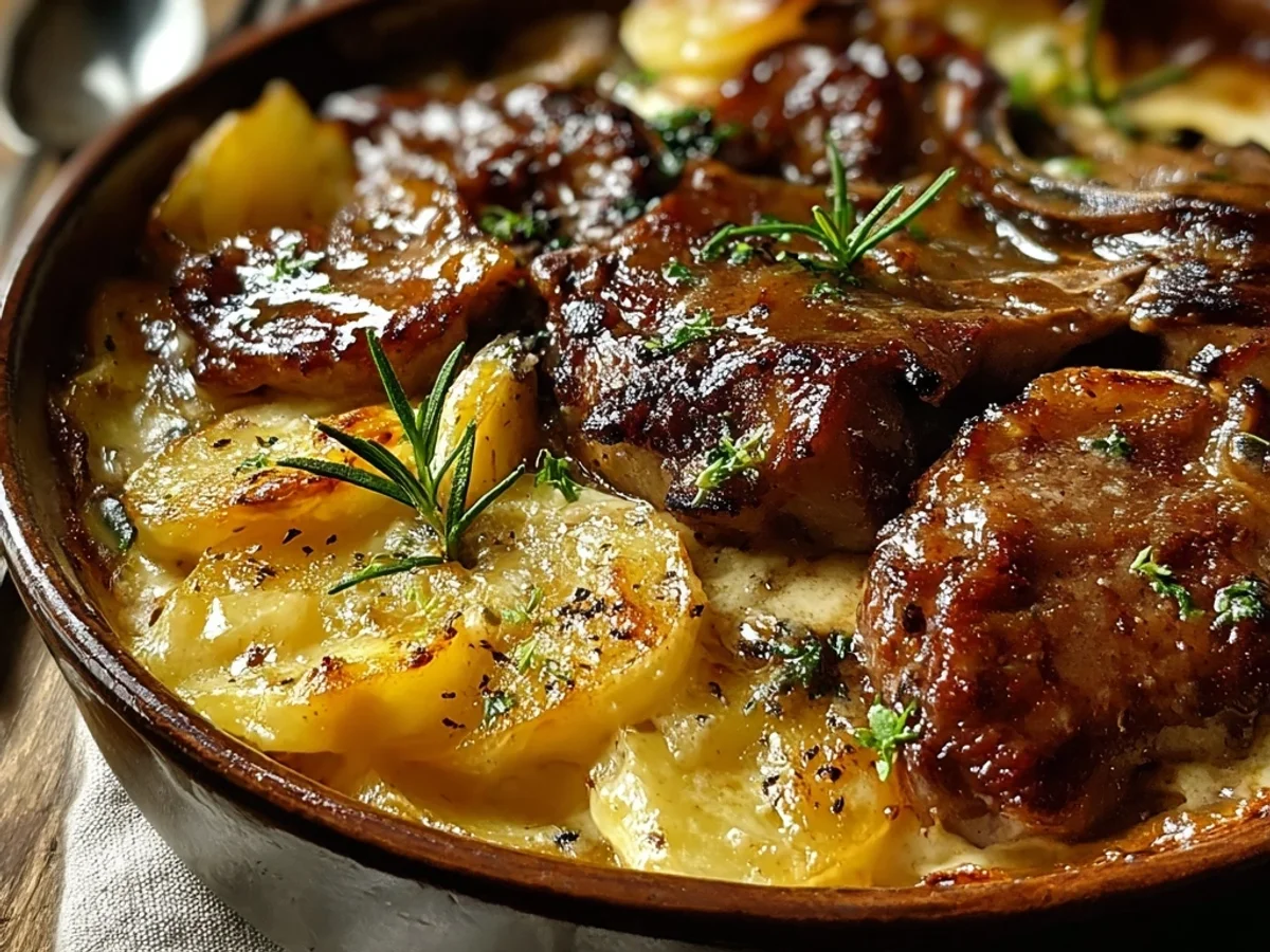Rustic Smothered Lamb Chop Scalloped Potato Casserole - Featured Image