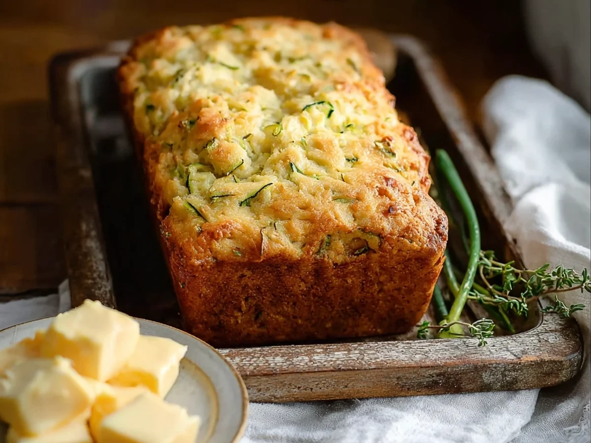 Savory Green Onion Zucchini Cheddar Quick Bread - Featured Image