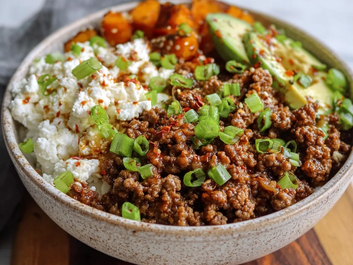 Savory Ground Beef Hot Honey Bowl: High Protein Meal Prep - Featured Image