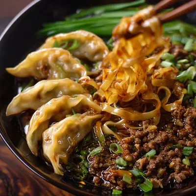 Savory Lamb Potsticker Noodle Bowl Quick & Flavorful