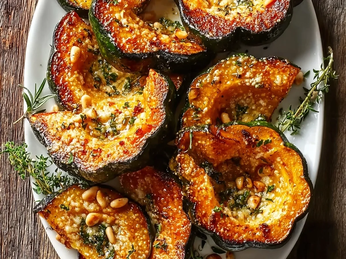 Savory Parmesan Herb Roasted Acorn Squash Recipe - Featured Image