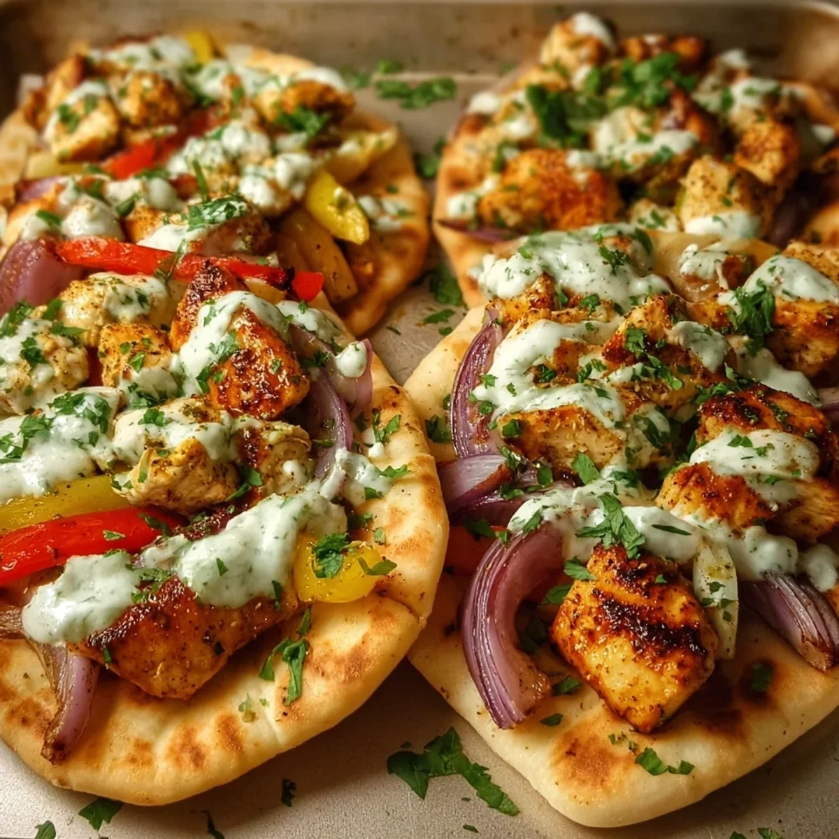 Sheet Pan Chicken Pitas with Herby Ranch Dressing