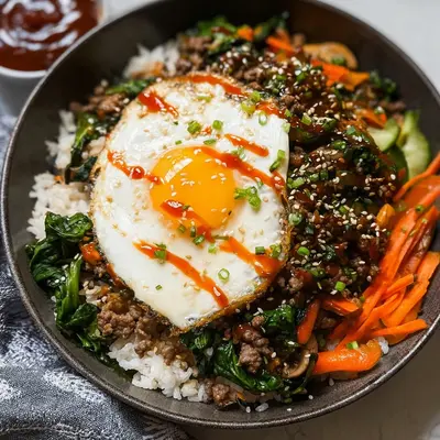 Shortcut Skillet Bibimbap with Ground Beef