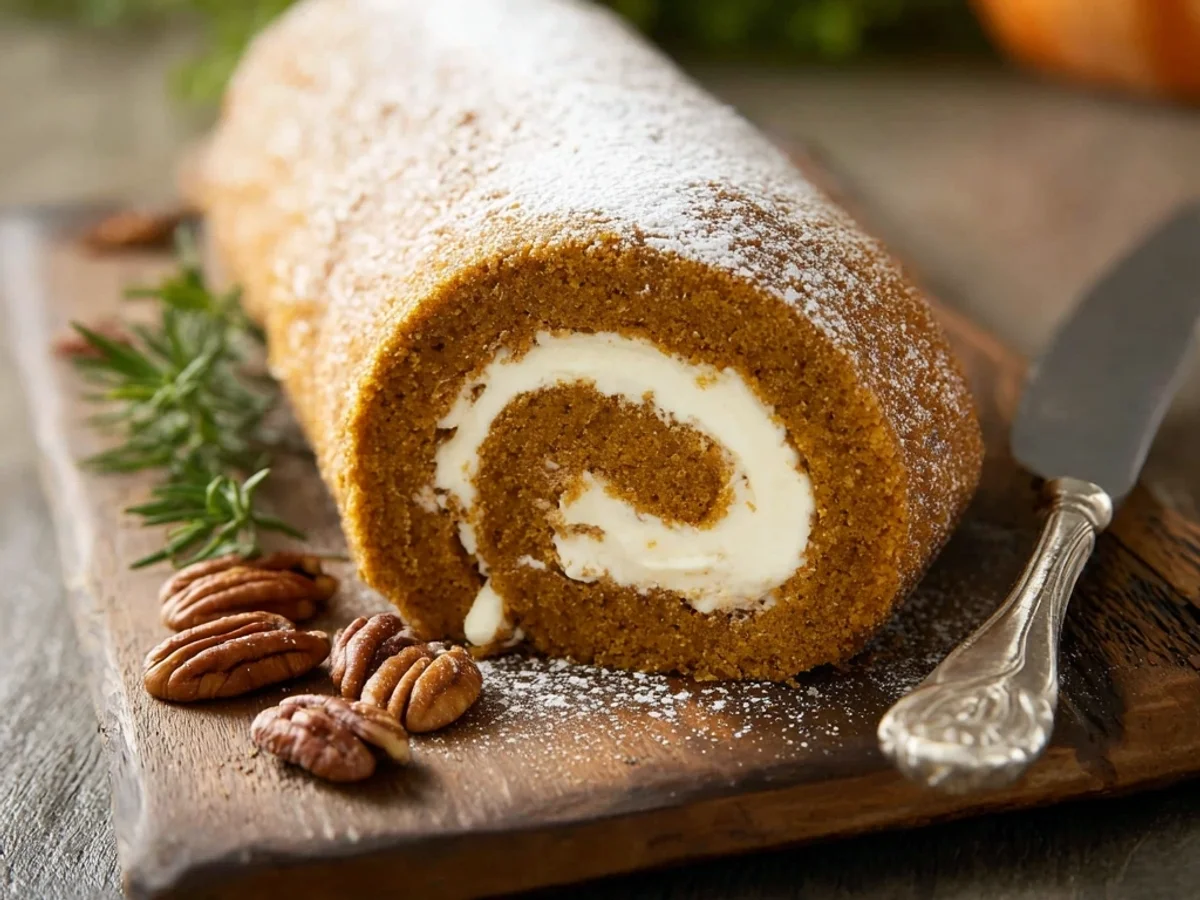 Simple Pumpkin Roll: Spiced Autumn Cake with Cream Cheese - Featured Image