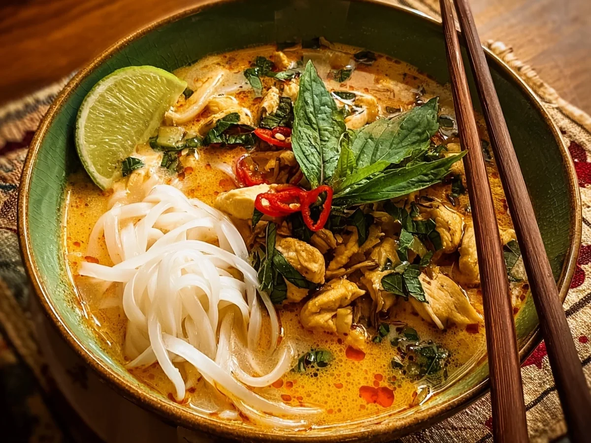Simple Thai Coconut Chicken Noodle Soup - Featured Image