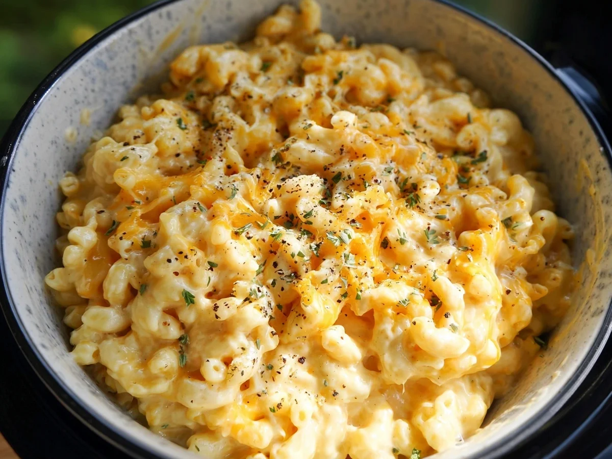 Slow Cooker Four Cheese Mac and Cheese Recipe - Featured Image