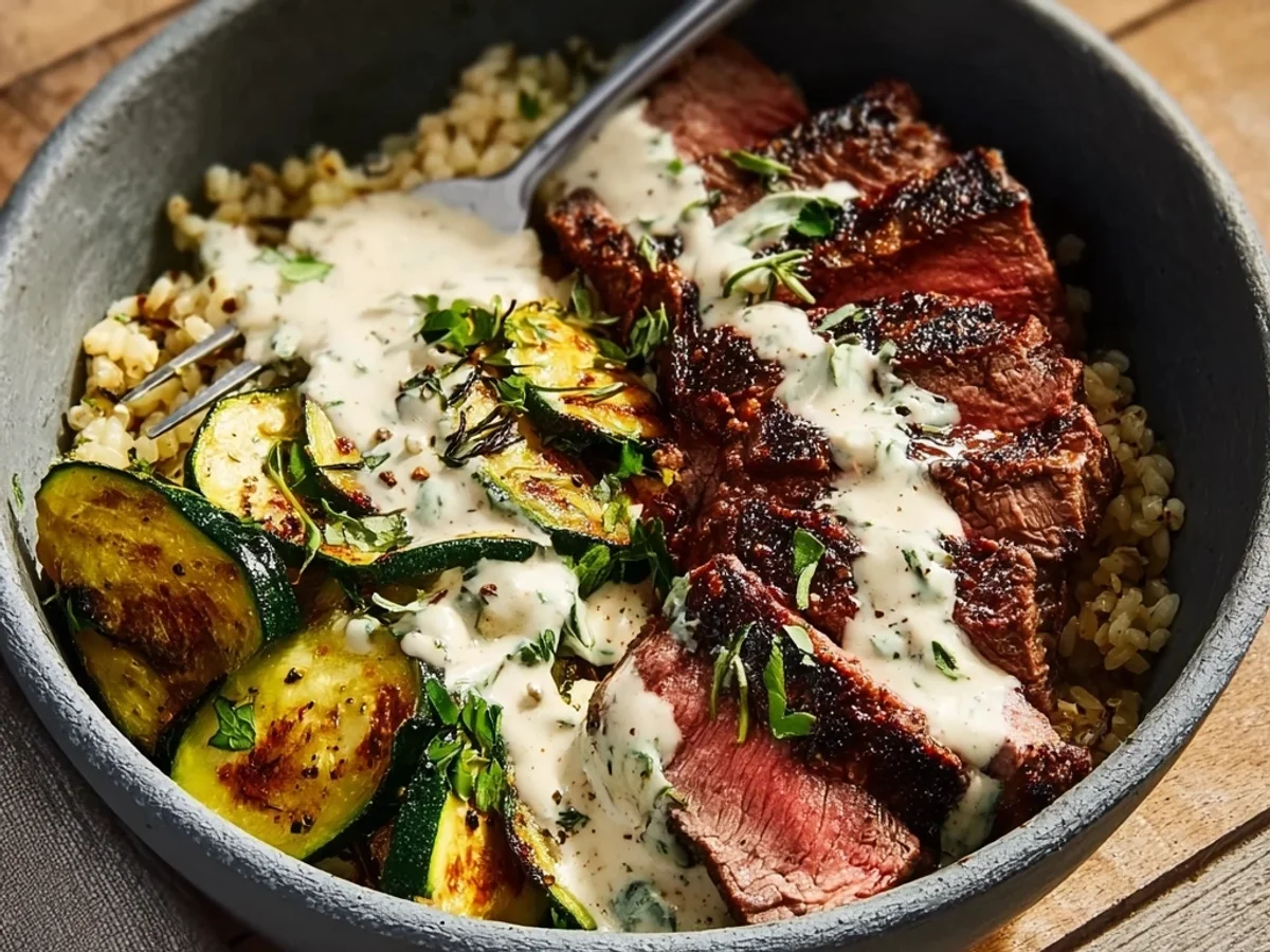 Smoky Grilled Steak Bowl with Creamy Zucchini - Featured Image