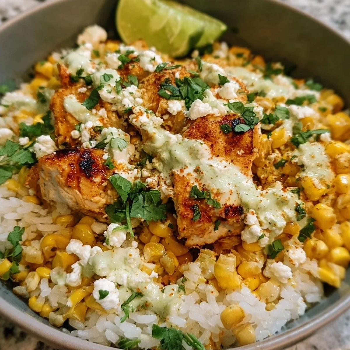 Street Corn Chicken Rice Bowl: High Protein Dinner