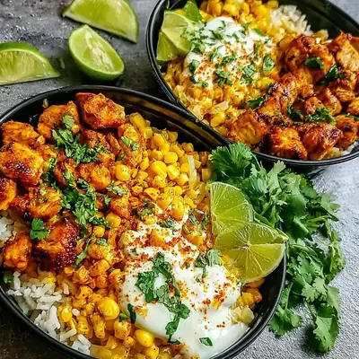 Street Corn Chicken Rice Bowl: High Protein Meal Prep