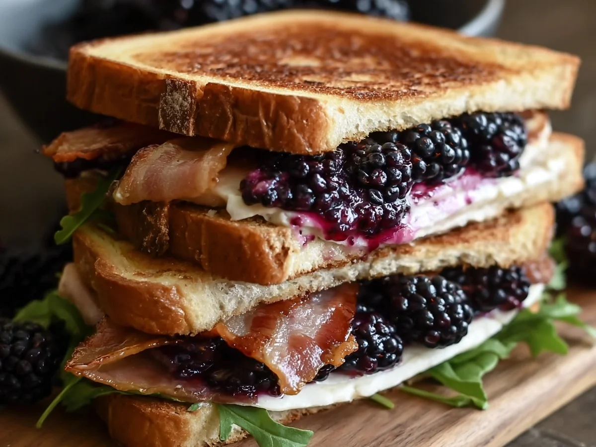 Sweet & Savory Blackberry Brie Turkey Bacon Sandwich - Featured Image