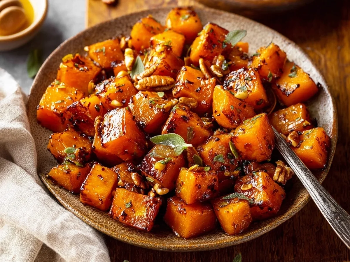 Sweet Spicy Roasted Butternut Squash with Maple - Featured Image