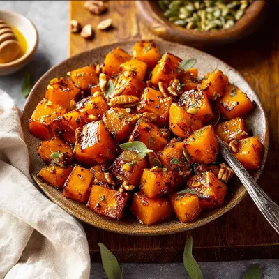 Sweet Spicy Roasted Butternut Squash with Maple
