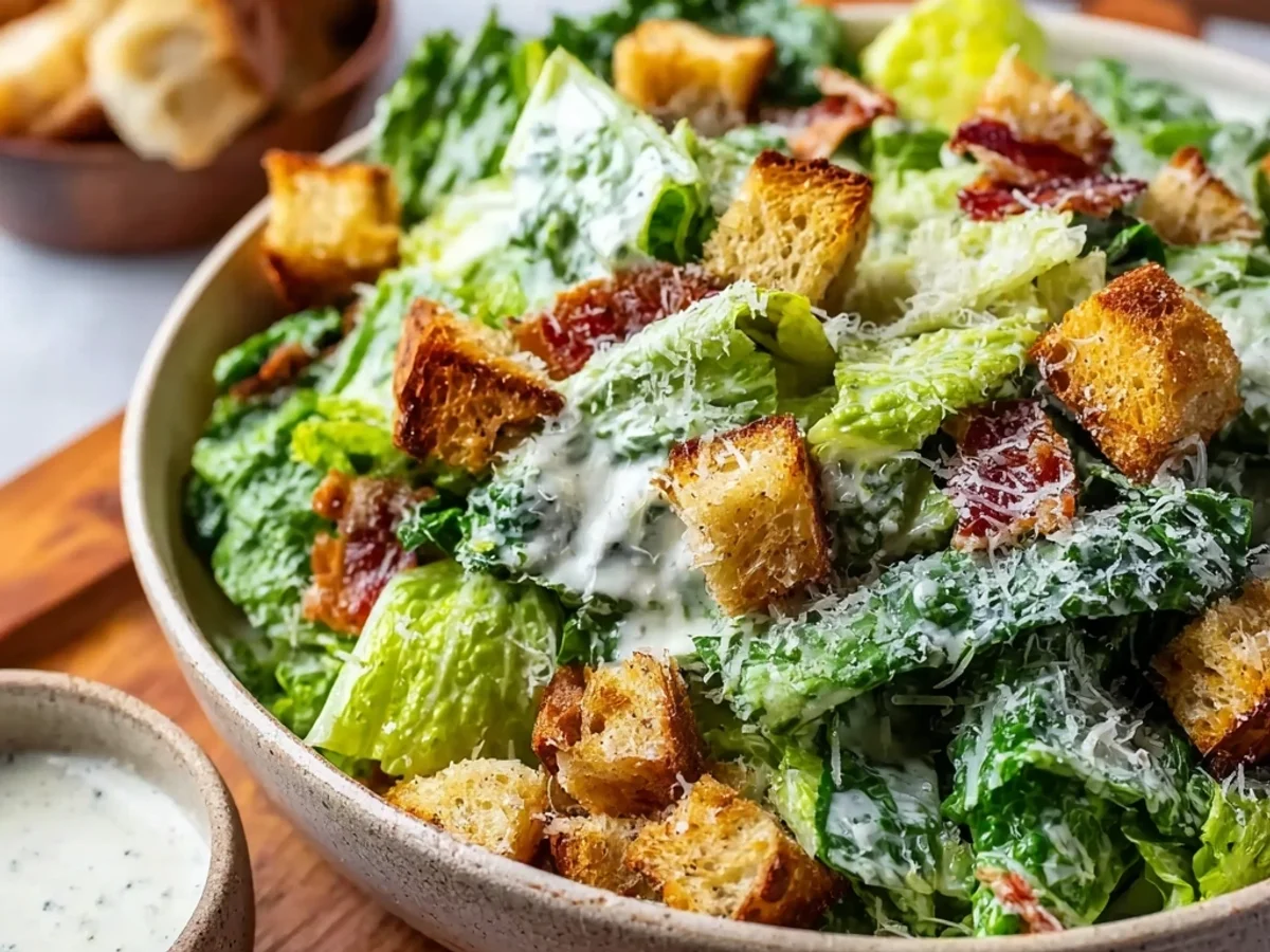 Tangy Homemade Caesar Salad: Fresh & Creamy Recipe - Featured Image