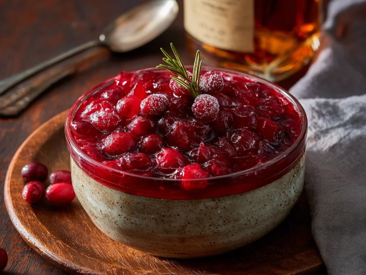 Tangy Honey Bourbon Cranberry Sauce Recipe - Featured Image
