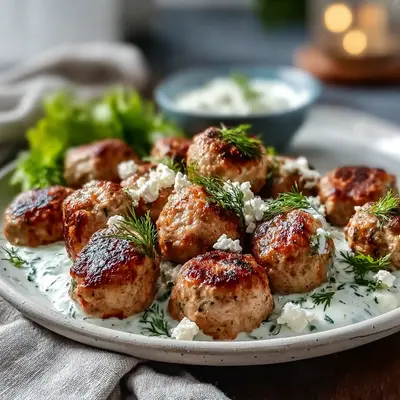 Tender Greek Turkey Meatballs with Tangy Tzatziki