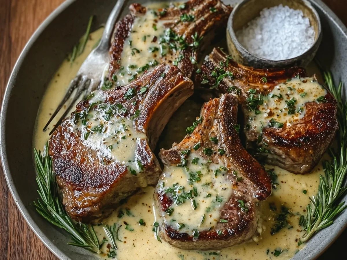 Tender Lamb Chops in Creamy Garlic Sauce - Featured Image
