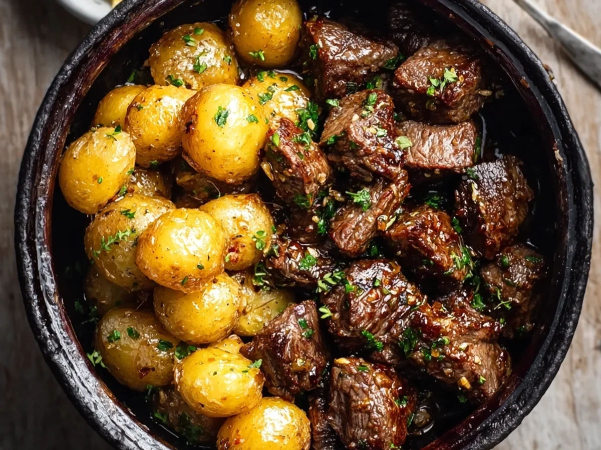 Tender Slow Cooker Garlic Butter Beef Bites - Featured Image