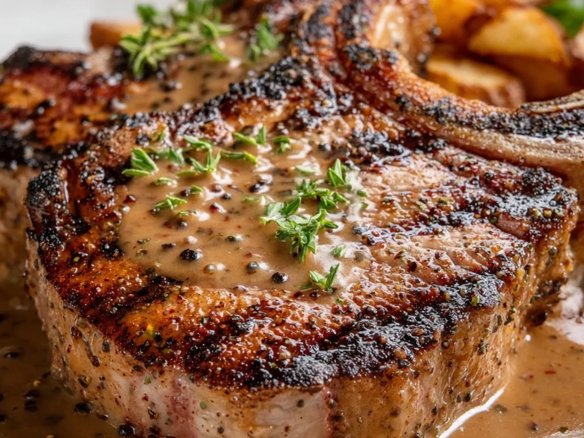 Texas Roadhouse Lamb Chops with Creamy Peppercorn Sauce - Featured Image