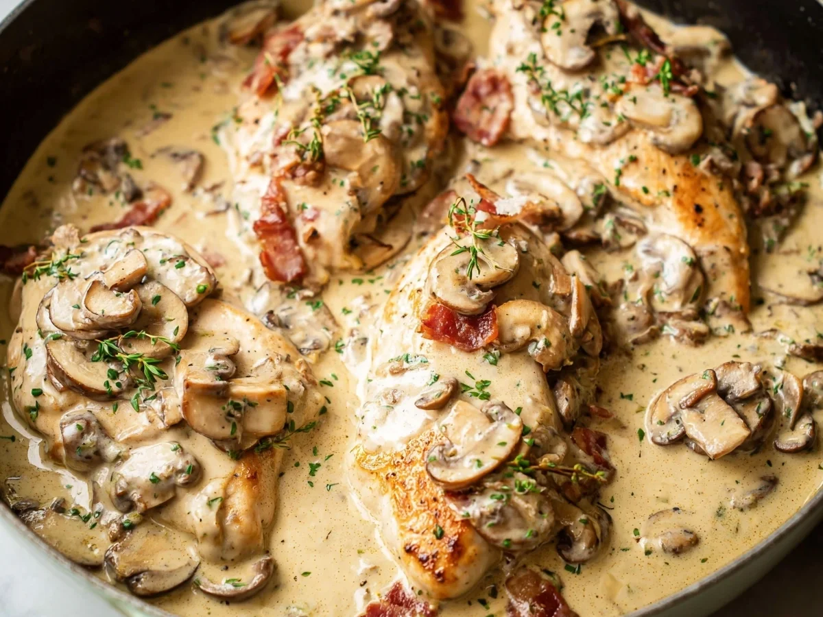 Turkey Ham & Mushroom Chicken Skillet Dinner - Featured Image