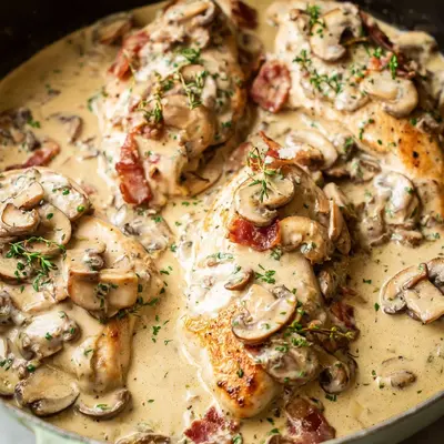 Turkey Ham & Mushroom Chicken Skillet Dinner