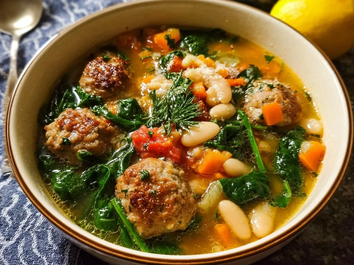 Tuscan White Bean Soup with Flavorful Meatballs - Featured Image