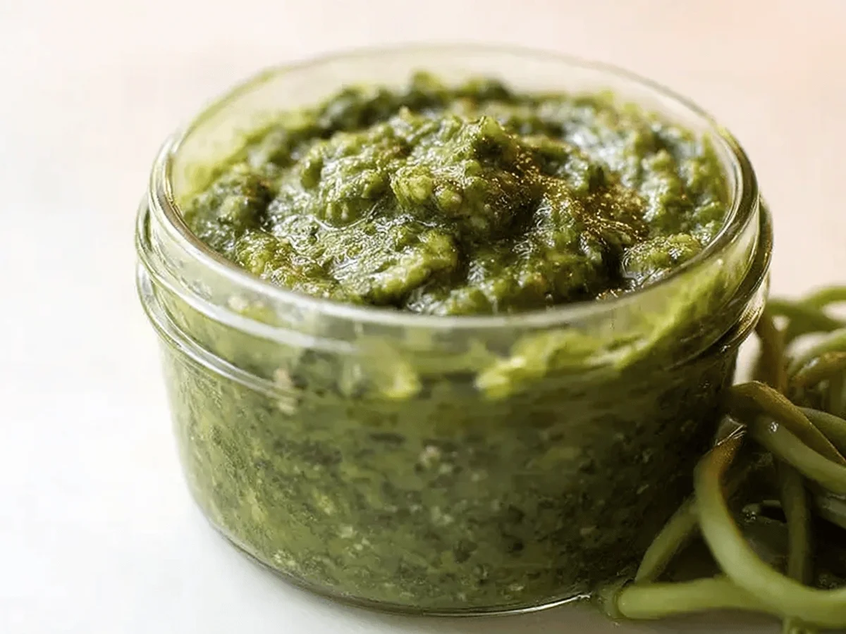 Walnut Garlic Scape Pesto Recipe for Bold Flavors - Featured Image