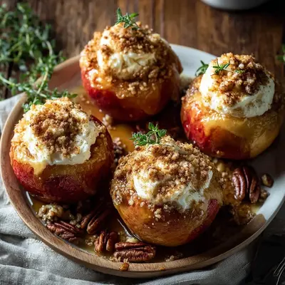Warm Cheesecake Stuffed Baked Apples Dessert