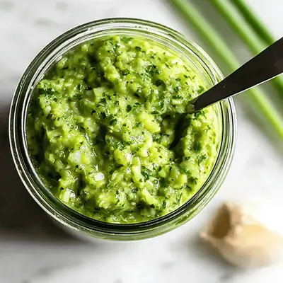 Zesty Lemon Garlic Scape Pesto Recipe